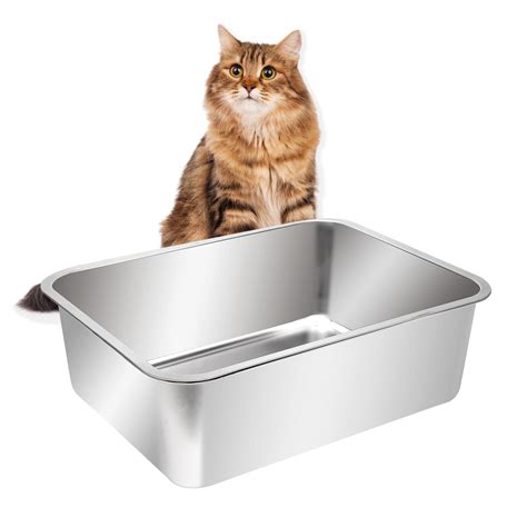 cat litter box stainless steel|extra large stainless steel cat litter box.